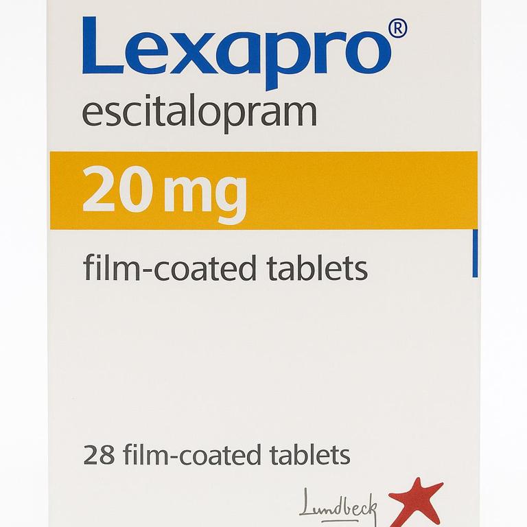 Lexapro (escitalopram) tablets shown in branded packaging