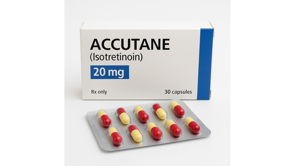 Box of Accutane (Isotretinoin) tablets