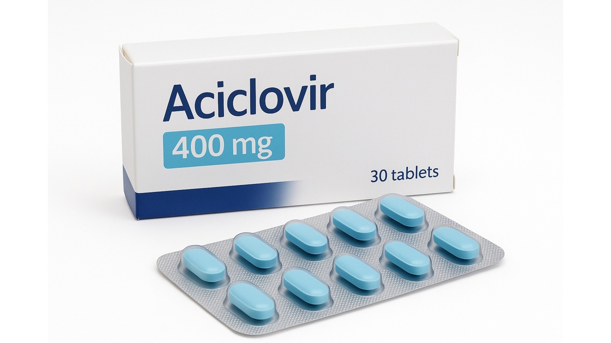 Box of Aciclovir tablets