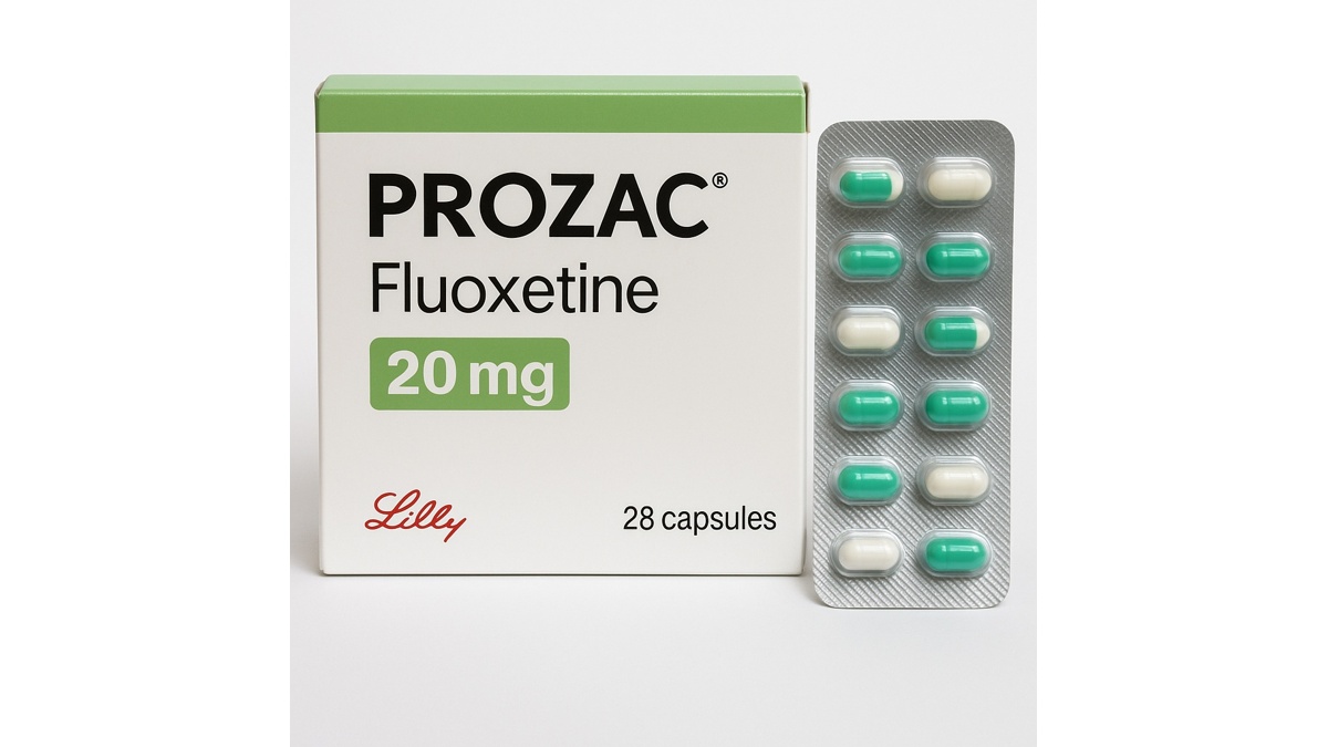 Box of Prozac (Fluoxetine) tablets