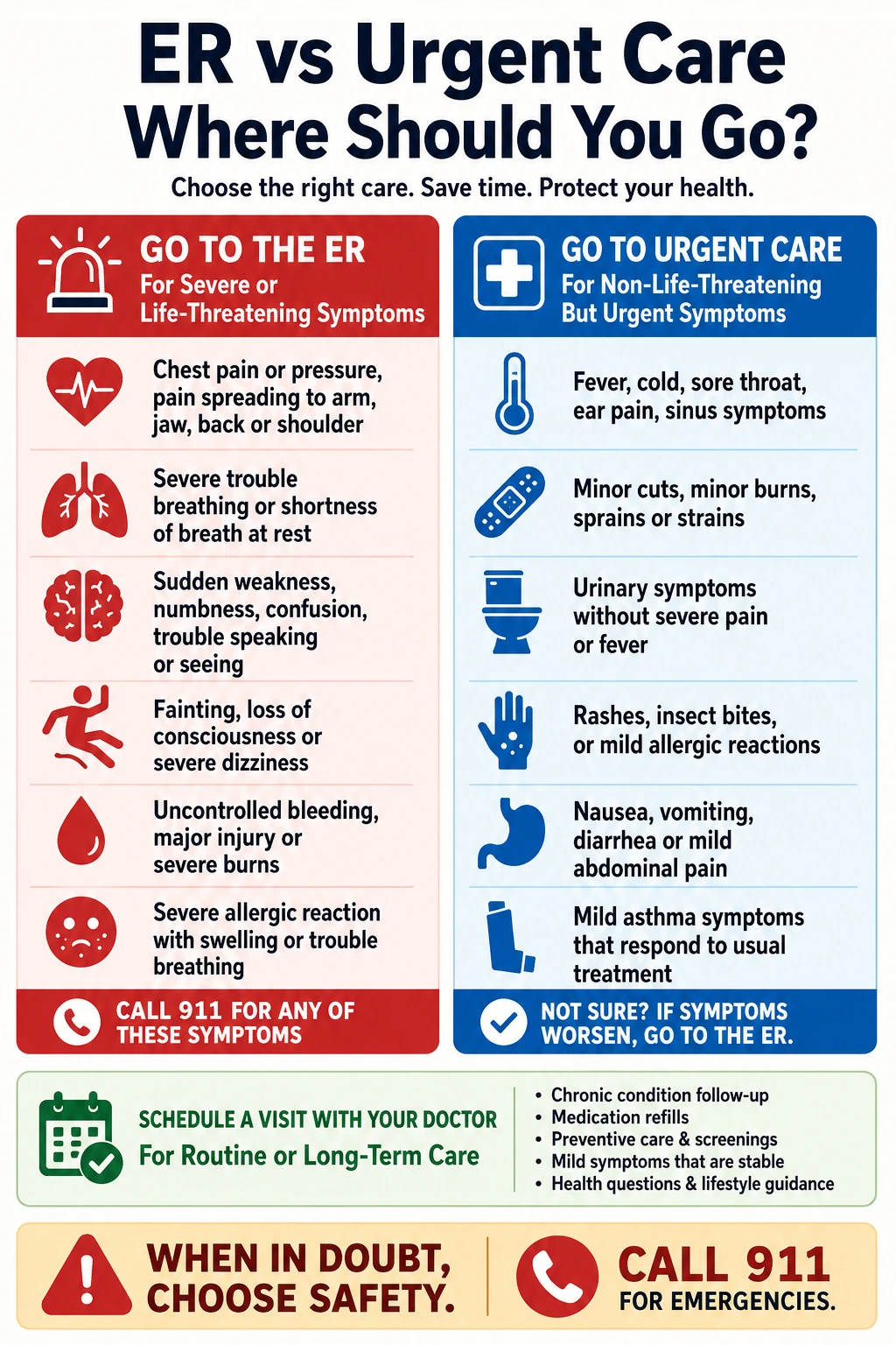 ER vs Urgent Care - Where Should You Go Infographic