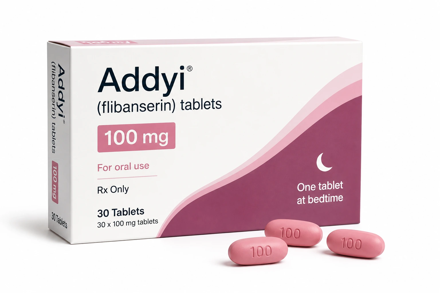 Addyi flibanserin 100 mg prescription tablets for hypoactive sexual desire disorder