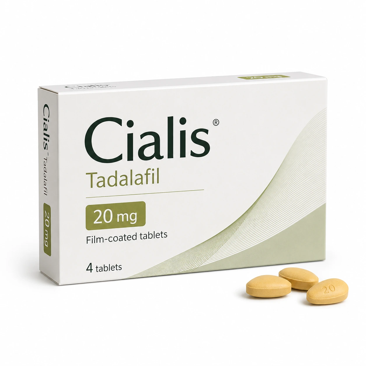 Cialis tadalafil 20 mg film-coated tablets in a four-tablet package